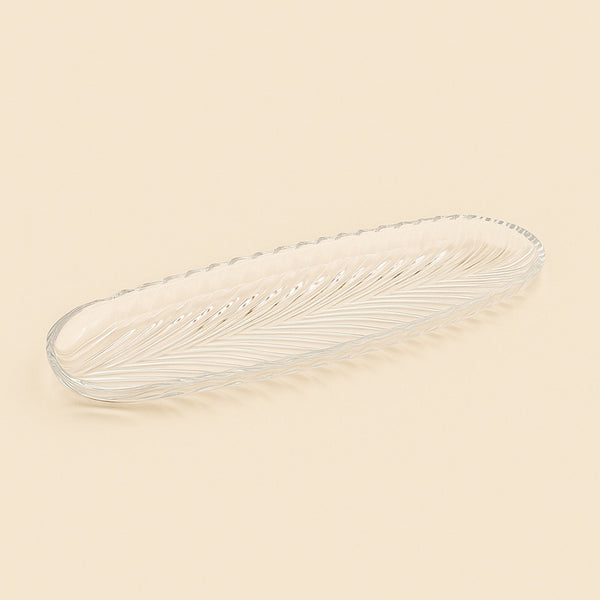 1077/PL1110GCL – Santa Glass Plate – 760cc Capacity – Leaf Pattern Design
