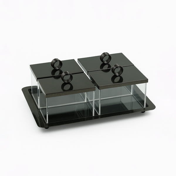 VK1018B – Acrylic Serving Tray with Lid – Black – 23cm (L) x 32cm (W) x 11cm (H)