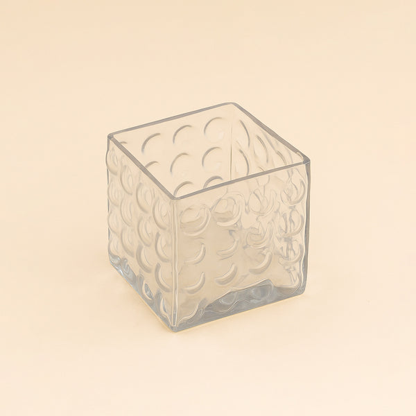 Glass Flower Vase – Square Bubble Texture Design – 8cm (H) – HUD22197