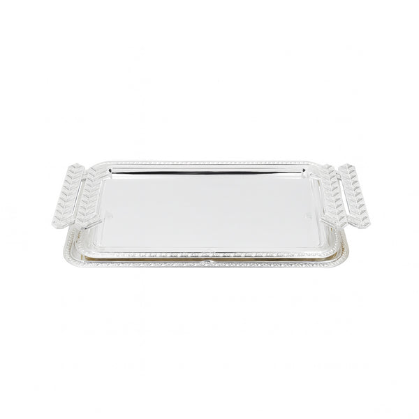 NB6051 Silver Serving Tray – 2-Piece Set, Rectangular Design with Handles