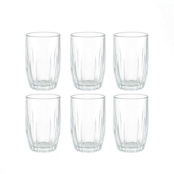 DSKB502-2D Glass Tumbler Set – 6 Pieces – 450ml Premium Crystal-Cut Drinking Glasses