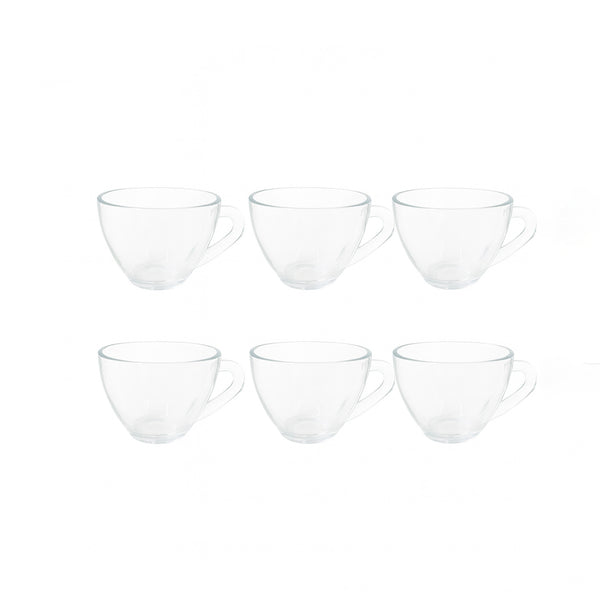 2745 Coffee Glass Set – 6 Pieces – Clear Glass with Modern Handle Design