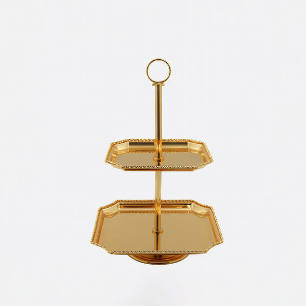 CD-7421 – 2-Layer Cake Stand – Gold – 40cm (H)