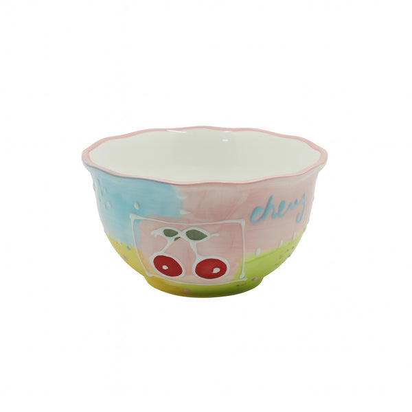 1518-03 Ceramic Bowl – Cherry Design with Scalloped Edge