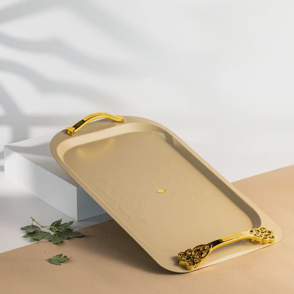 HJ1408 Naqsh Luxury Serving Tray – Ivory & Gold