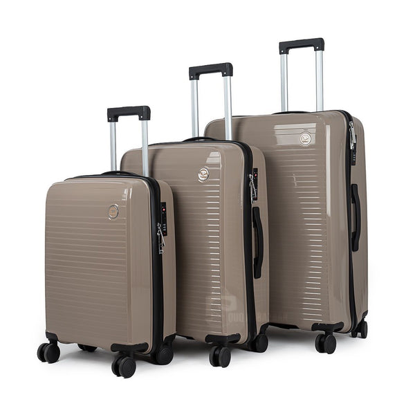 9152 PP Trolley Luggage Set 3-Piece – Lightweight Hard Shell Suitcases with Spinner Wheels – 20'', 24'', 28'' Sizes – Durable Travel Luggage in Khaki
