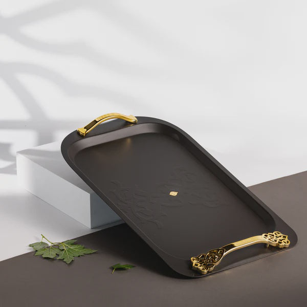 HJ1410 Naqsh Luxury Serving Tray – Black & Gold