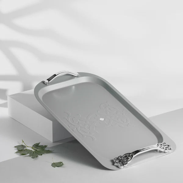 HJ1409 Naqsh Luxury Serving Tray – Grey & Silver
