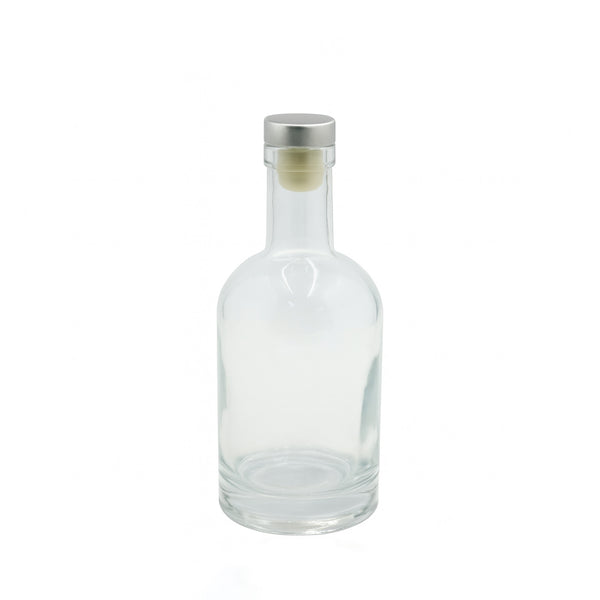 AMAN-040 Glass Bottle with Silver Cap – 375ml – Clear Storage Bottle