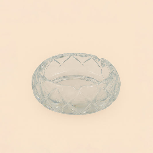 Glass Ashtray – Diamond-Cut Round Design – 16cm – DYSG11-2 (1910G)