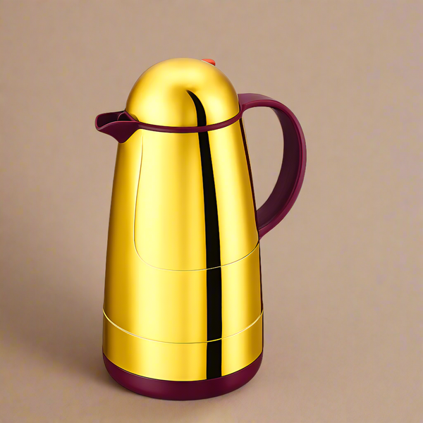Vacuum Flask 1L – Golden Finish with Plum Handle – 210