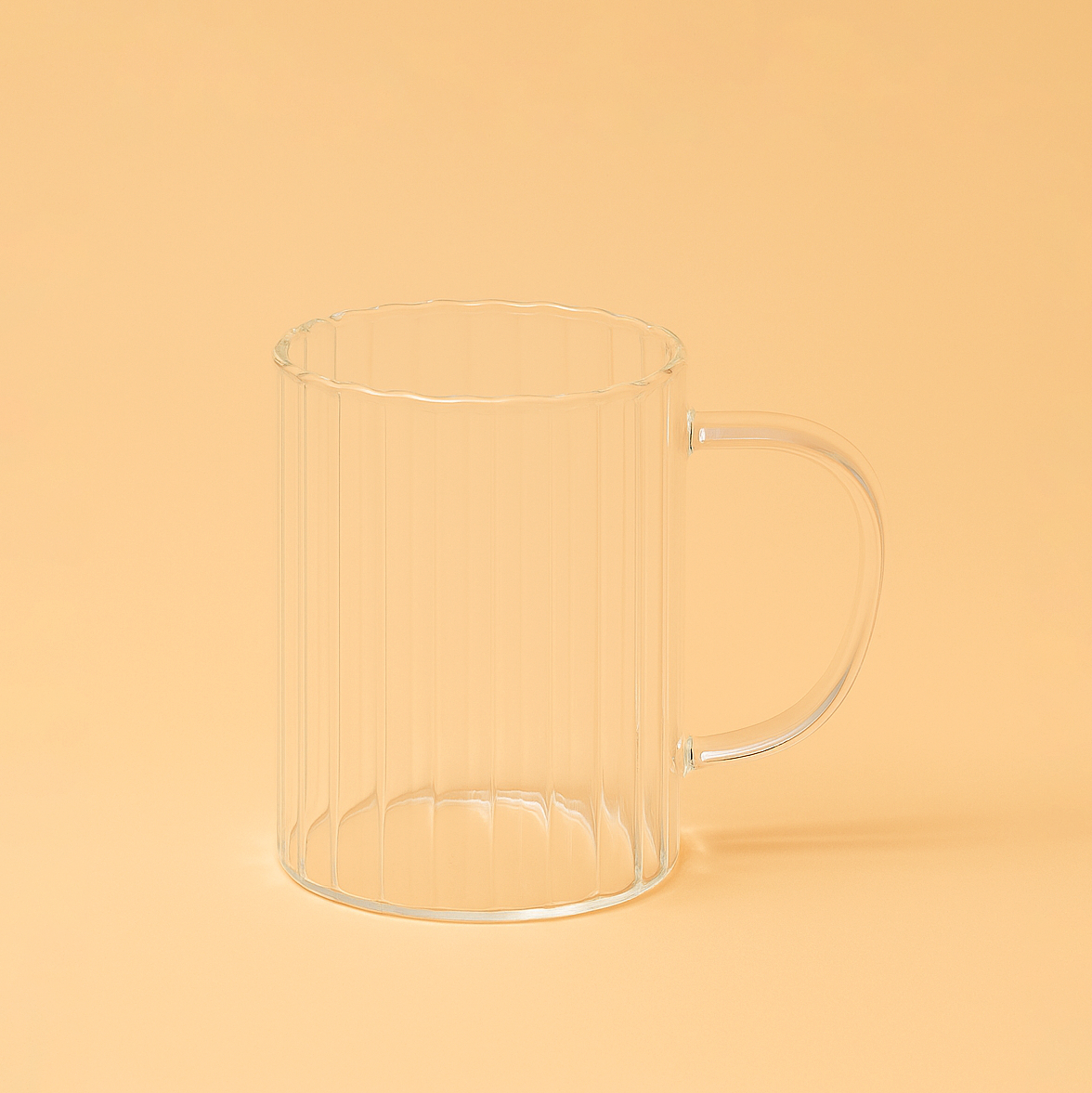 90384-16 – Ribbed Glass Cup with Handle – Clear