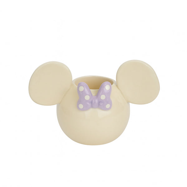 NR77-1467 Ceramic Vase – Beige Round Design with Purple Bow & Ears