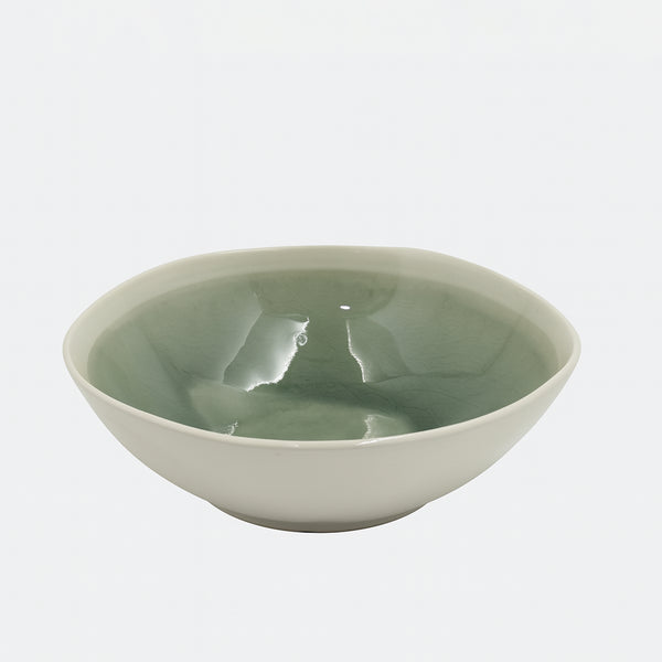 0001-13 – Ceramic Bowl – 8" Green Glazed Interior