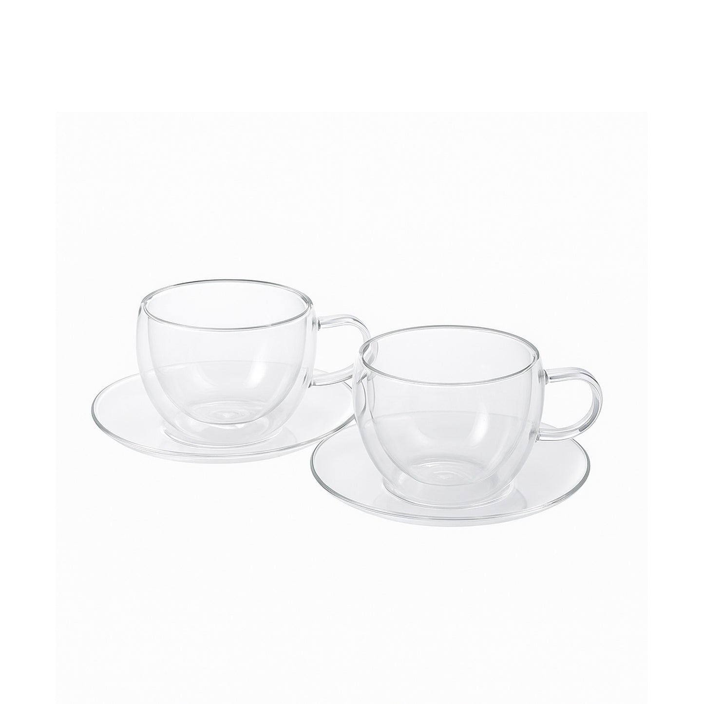 Double Wall Glass Cup with Saucer Set – 2 Piece – 150 ml – Clear Insulated Design – 23713