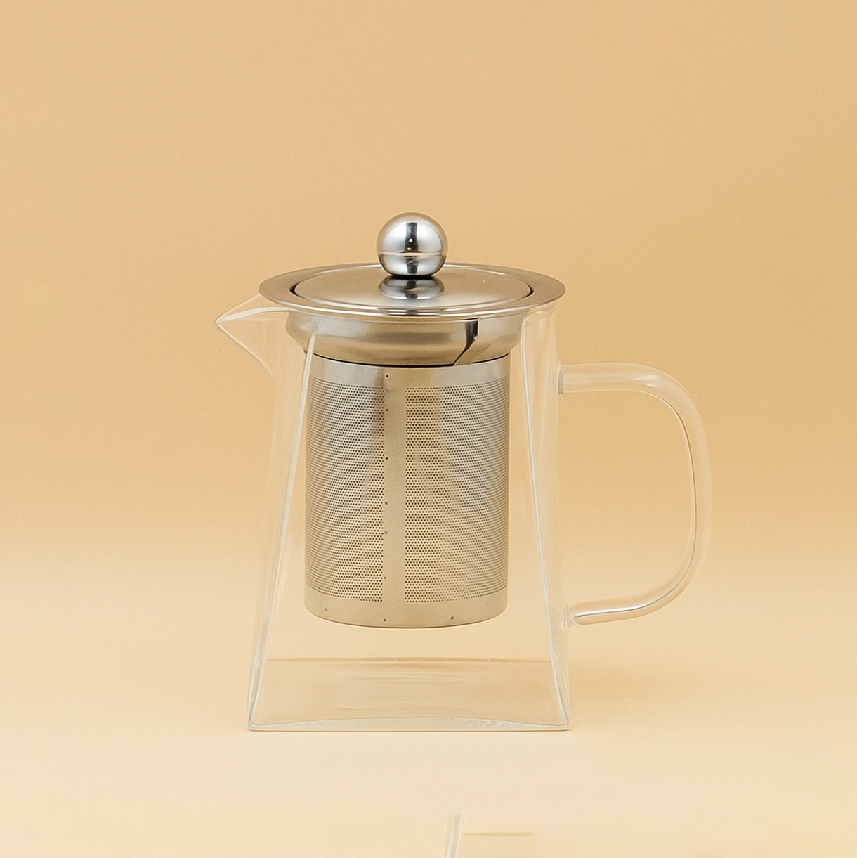 81122-03 – Glass Tea Pot with Infuser – Clear – Stainless Steel Lid