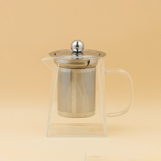 81122-03 – Glass Tea Pot with Infuser – Clear – Stainless Steel Lid