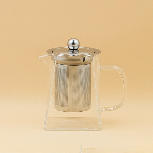 81122-03 – Glass Tea Pot with Infuser – Clear – Stainless Steel Lid