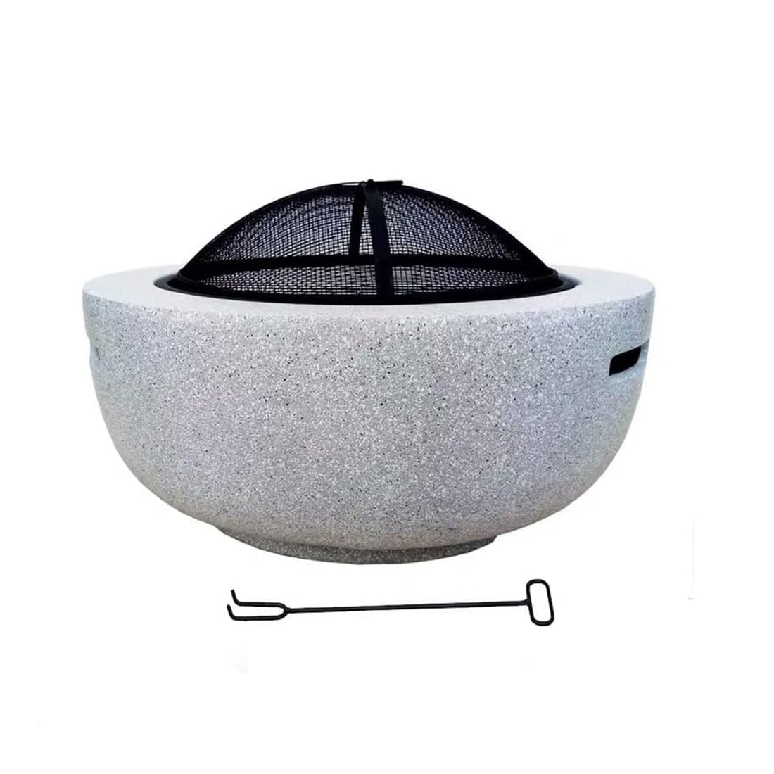R17S0383S-004 شواية خارجية VIP مع حفرة نار - 60 × 60 × 34 سم - تصميم دائري على شكل حجر
