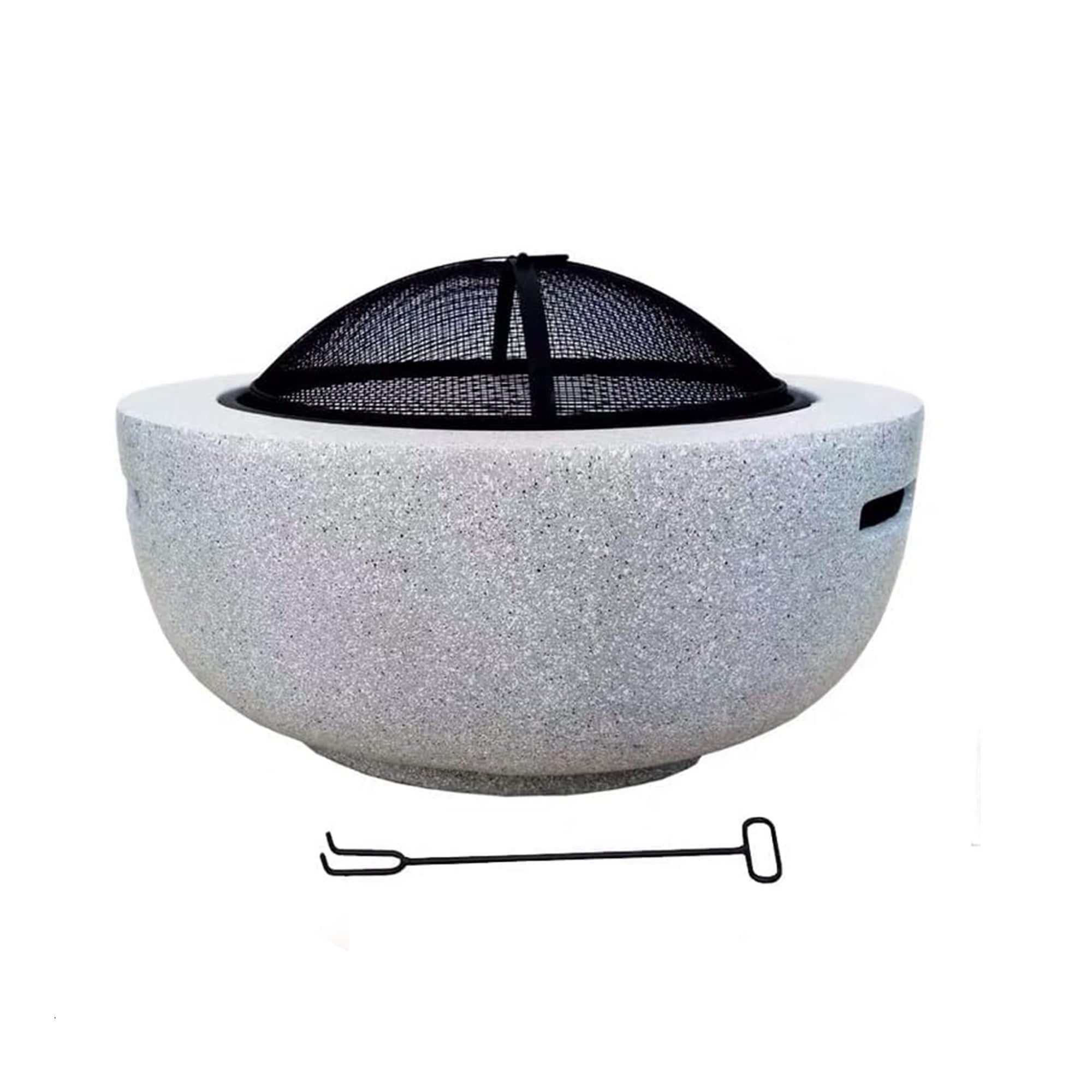 R17S0383S-004 شواية خارجية VIP مع حفرة نار - 60 × 60 × 34 سم - تصميم دائري على شكل حجر