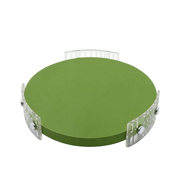 TR0039 – Acrylic Round Tray with Leather Base – 30cm – Green