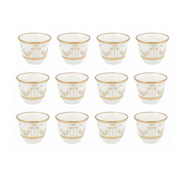 1577G Cawa Cup Set – 12 Pieces – Gold Rim Arabic Coffee Cups