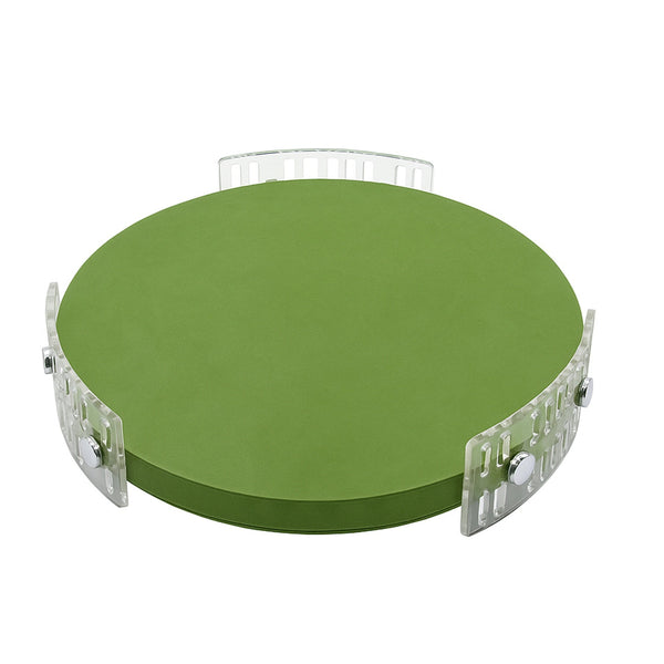 TR0040 – Acrylic Round Tray with Leather Base – 40cm – Green