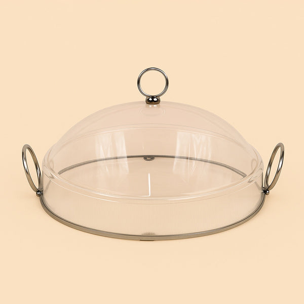 Acrylic Round Tray with Lid – 35 cm Diameter - Black Accents - CD-7453