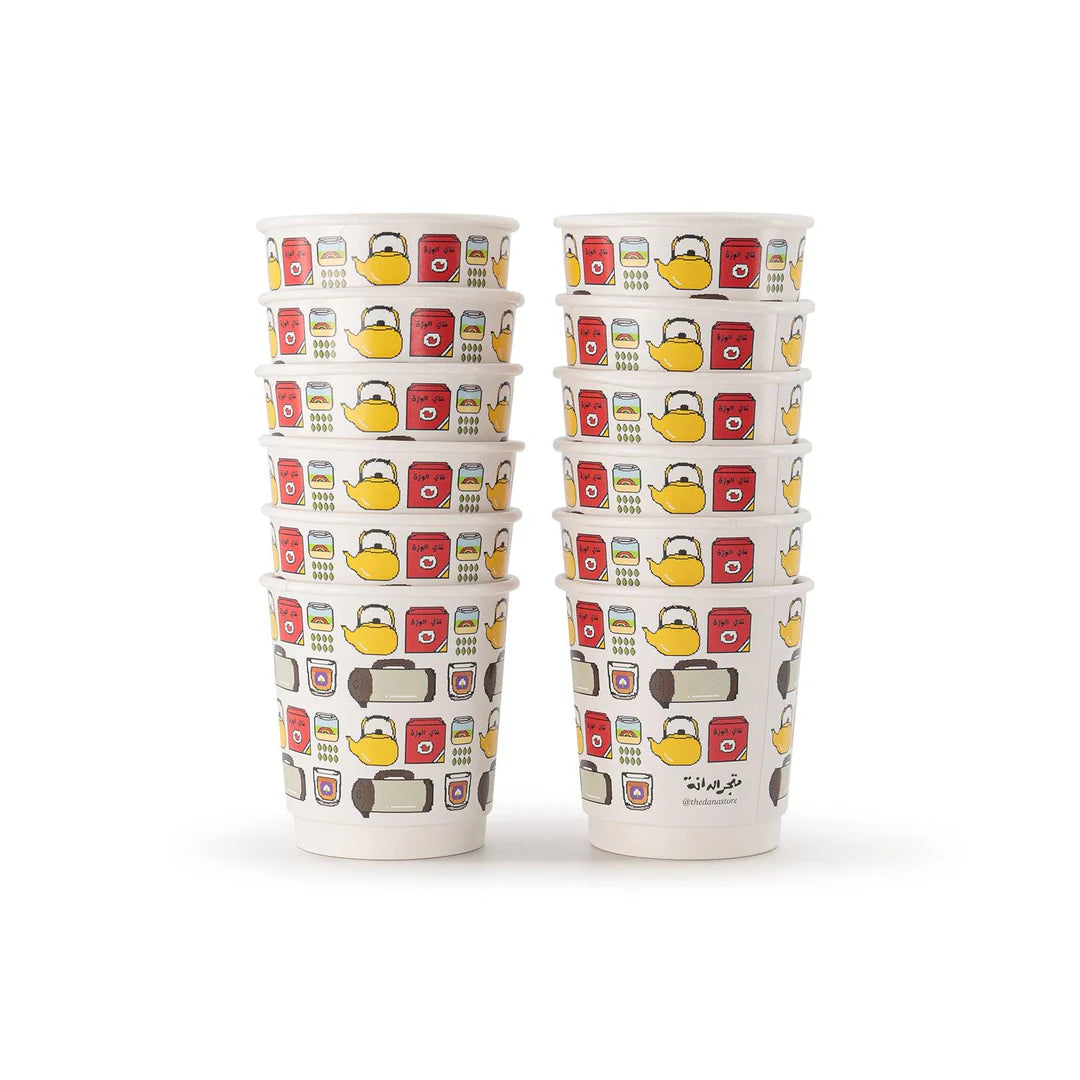 Double Paper Cups -Pixel Karak 7oz Pack of 12pcs