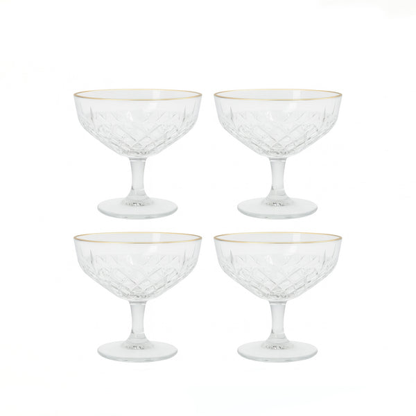 DSJ0125R Deli Glass Set – 4 Pieces – 250ml Capacity –  Gold Rim