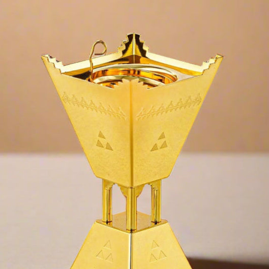 HT2411016 Incense Burner – 19cm (H) – Elegant Golden Bakhoor Holder for Home Fragrance