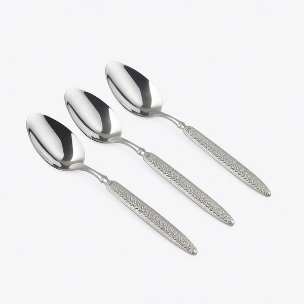 CUT0010451 Stainless Steel Tea Spoon 3-Piece Set – Mirror Finish – 14 cm (H)