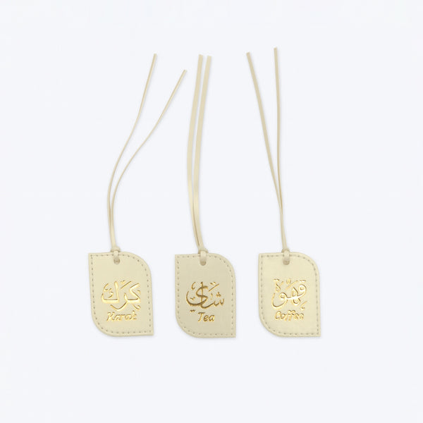 S-SE1021 Selsela Leather Flask Tag Set – 3-Piece – Off-White