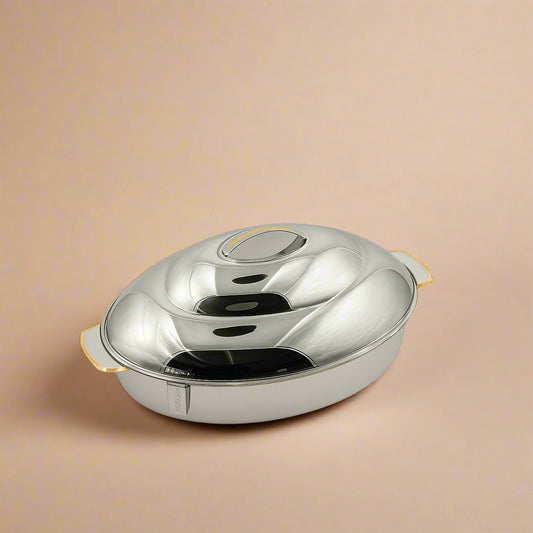 Ellipse Hotpot with Gold Handles – 9L Large Capacity – Insulated Stainless Steel Food Server