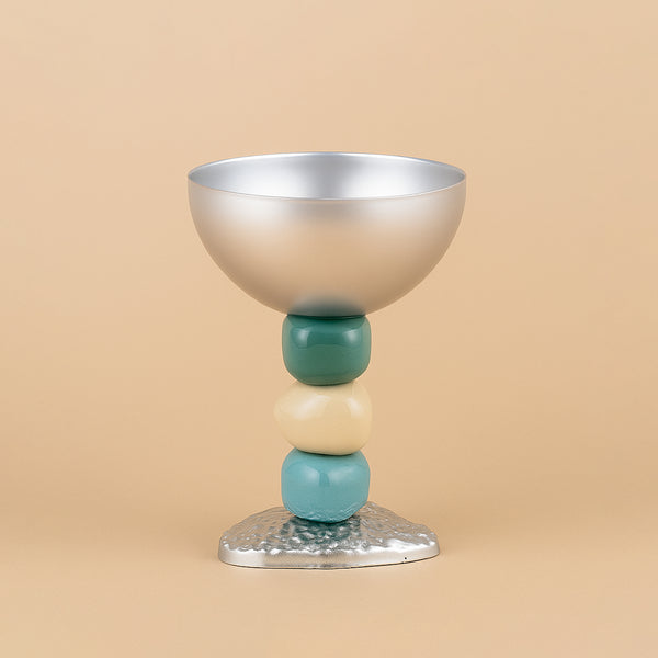 25236-86 – Incense Burner – 14cm (H) – Silver Bowl with Beaded Stem Design