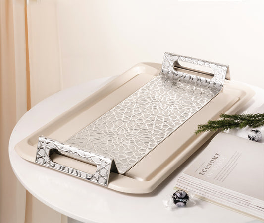 Asala Serving Tray Creamy Silver-HJ1166