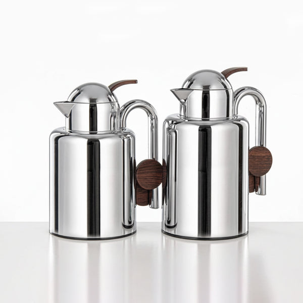 FG819 Vacuum Flask 2-Piece Set (1.5L + 1.0L) – Silver & Dark Wooden Finish