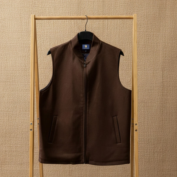 2K12 Men’s Vest (Sadariya) 16# – Sleeveless Winter Jacket with Front Zip Closure & Inner Quilted Fur Lining – Coffee Brown