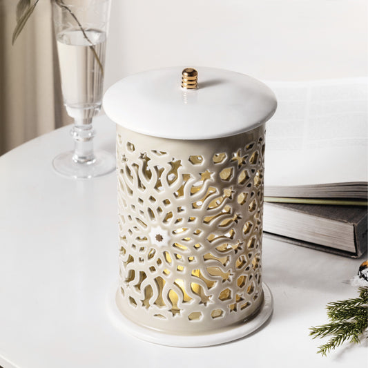 Asala Large Candle Holder Beige Gold -ET2589