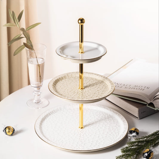 Asala 3-Layer Cake Serving Stand Beige Gold-ET2643