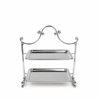 2-Layer Serving Stand 25 x 28 CM Silver Finish Dessert Display Stand Siddiq Gifts