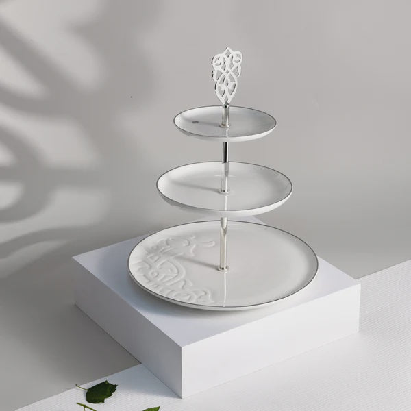 ET2986 Naqsh 3 Layer Stand – White & Silver