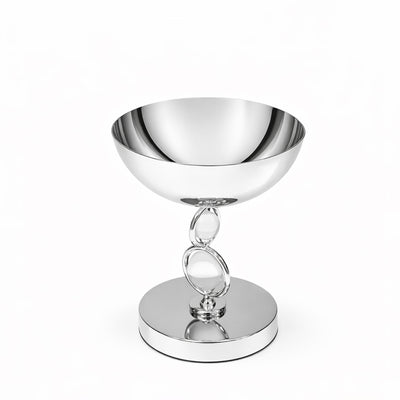 2098-129 Serving Bowl With Stand 20 Cm Silver Finish With Decorative Ball Detail – Siddiq Gifts Mussafah Abu Dhabi