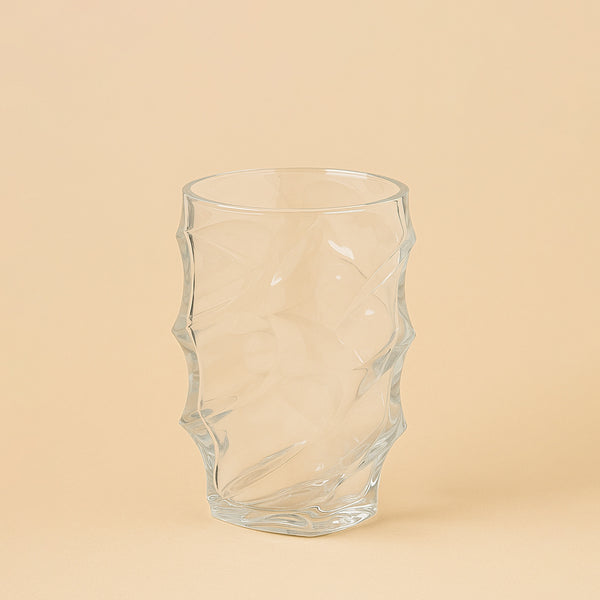 Glass Flower Vase – Curved Wave-Cut Design – 18cm (H) – HUD25769