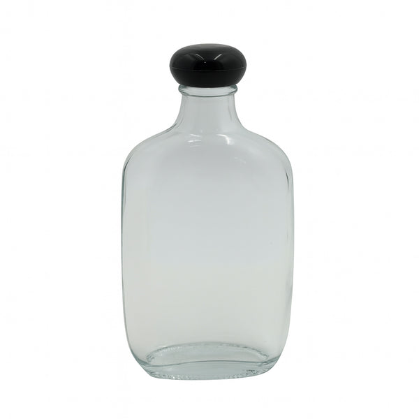 AMAN-025 Glass Bottle with Black Cap – 250ml – Clear Storage Bottle