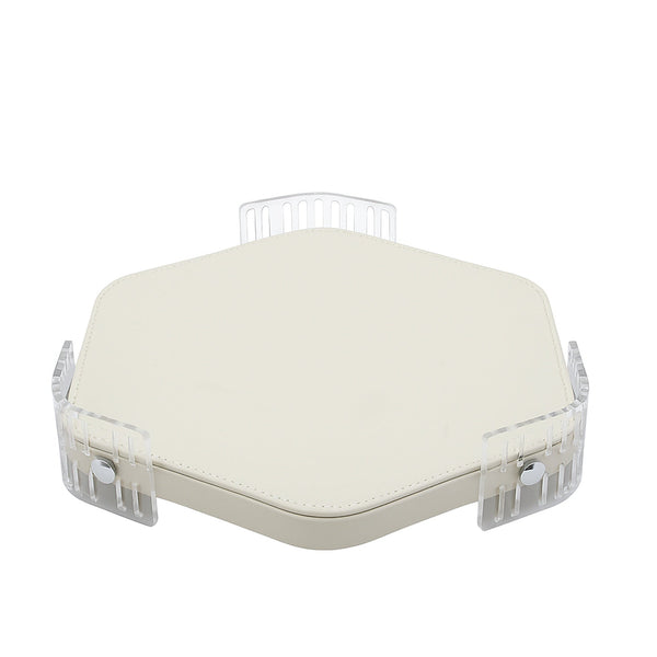 TR0038 – Acrylic Hexagon Tray with Leather Base – 40cm – White