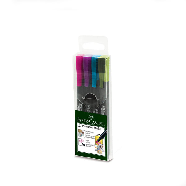 FCM156474 – Faber-Castell Permanent Marker – 4-Piece Set – Pastel Colors