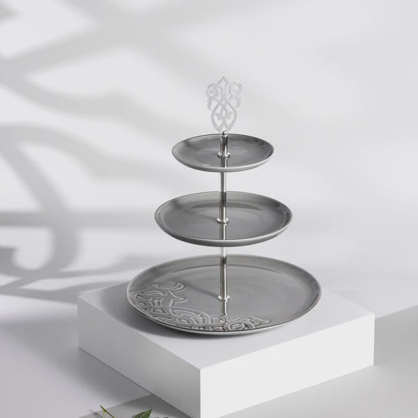 ET2988 Naqsh 3 Layer Stand – Grey & Silver
