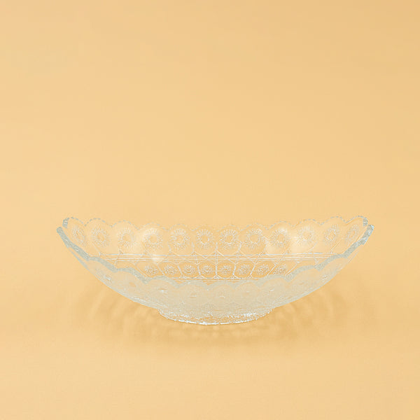 740741W – Glass Fruit Bowl 36x23 cm – Large Oval Shallow Decorative Clear Bowl