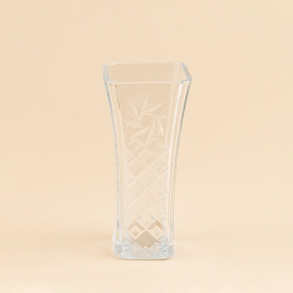 Glass Flower Vase – Diamond Cut Flared Design – 20cm (H) – HP09208ET